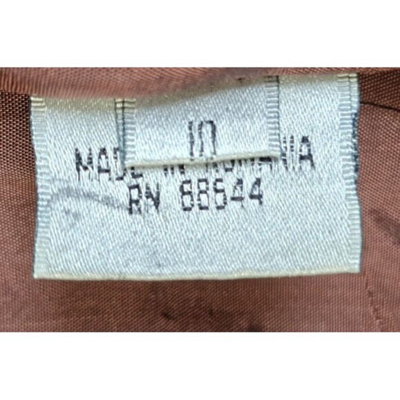 John Meyer Blazer 10 Brown Curved Hem Textured Trim Statement Collar Lined - Picture 8 of 16